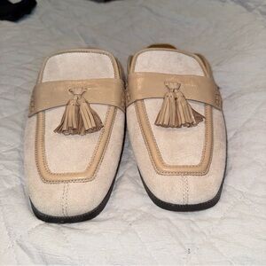 Donald J. Pliner Beige Tassel Mules